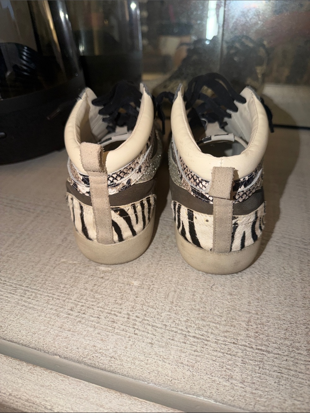 Gianni Bini Zebra-Accented High Top Sneakers - Black, White, Gray - Picture 4 of 6